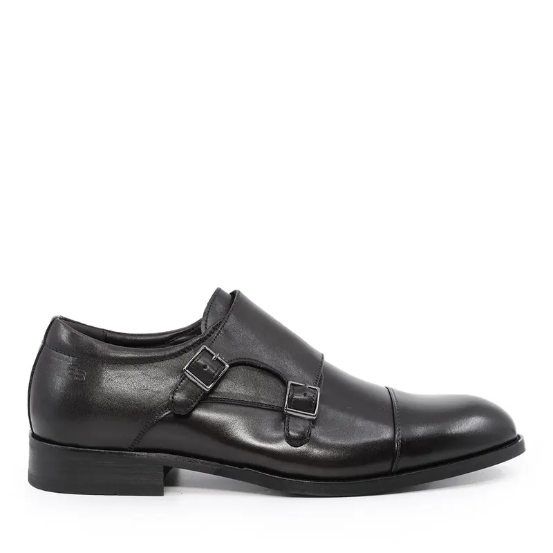 Pantofi tip Monk bărbați Enzo Bertini Premium Collection negri din piele naturală 1090BP1653N