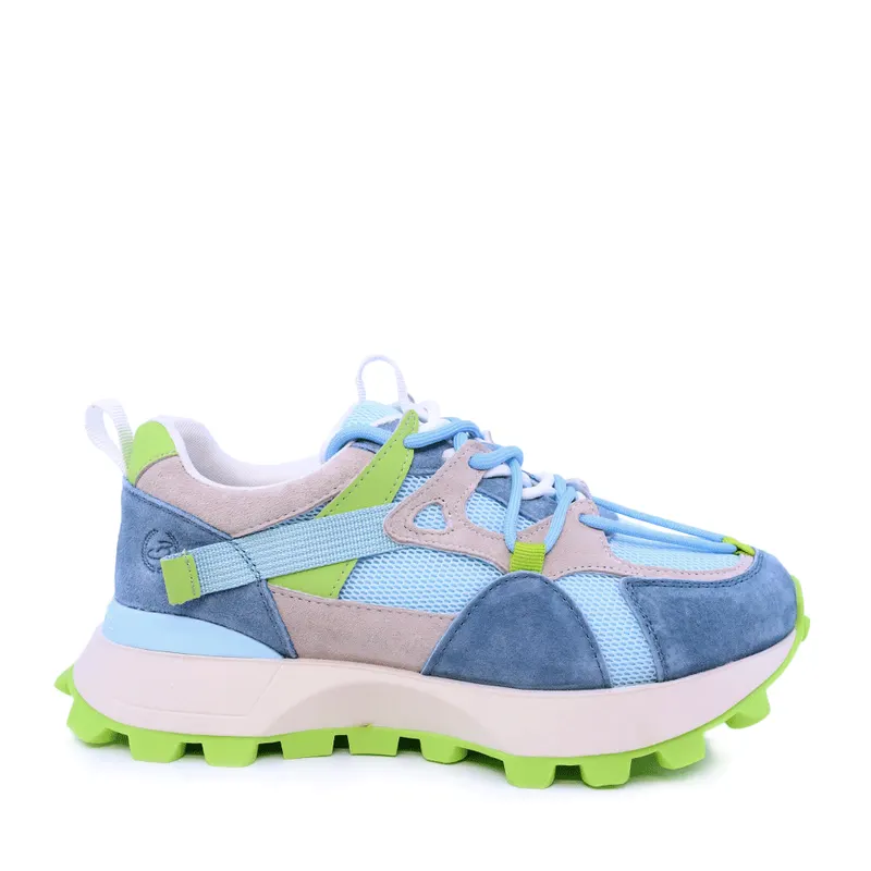 Sneakers femei multi blue din piele întoarsă și textil 1991DP0490VAZ