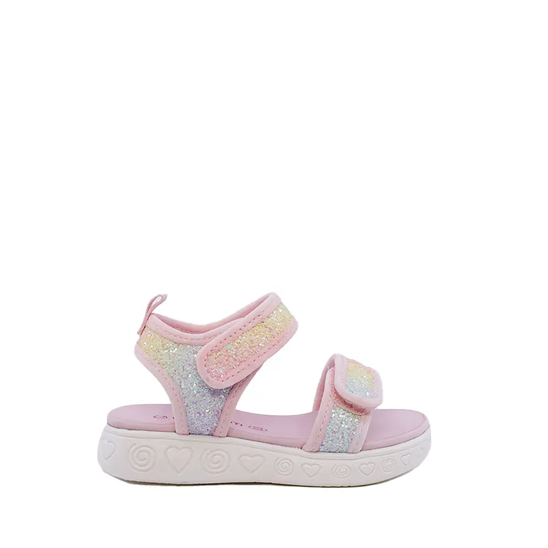 Sandale fetițe roz cu imprimeu multicolor 2577fs2301ro