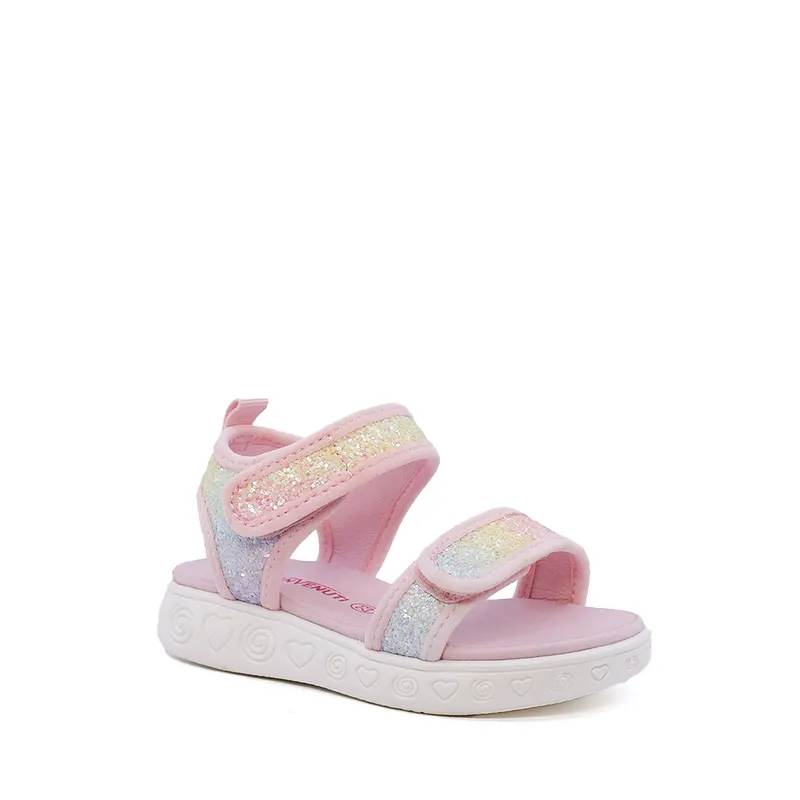 Sandale fetițe roz cu imprimeu multicolor 2577fs2301ro — imaginea 2