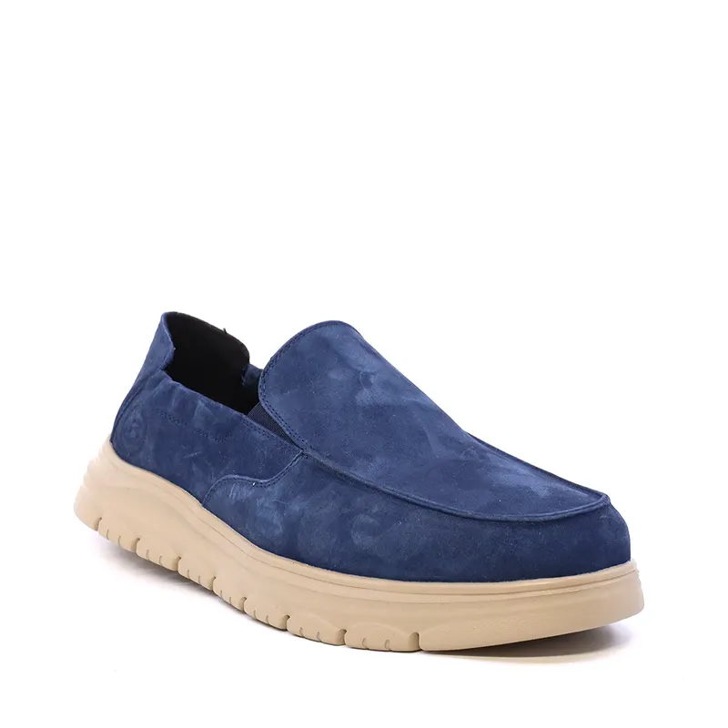 Pantofi tip mocasin bărbați bleumarin din piele întoarsă 3851BM809VBL — imaginea 2