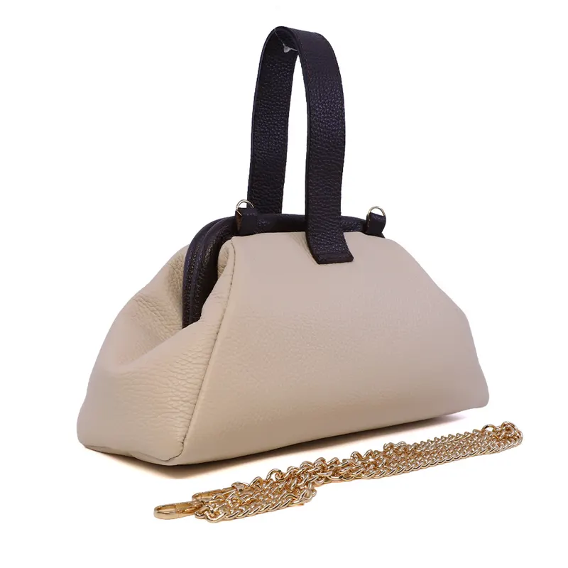 Poșetă tip clutch femei Luca di Gioia bej din piele 245POSP26111BETDM — imaginea 2