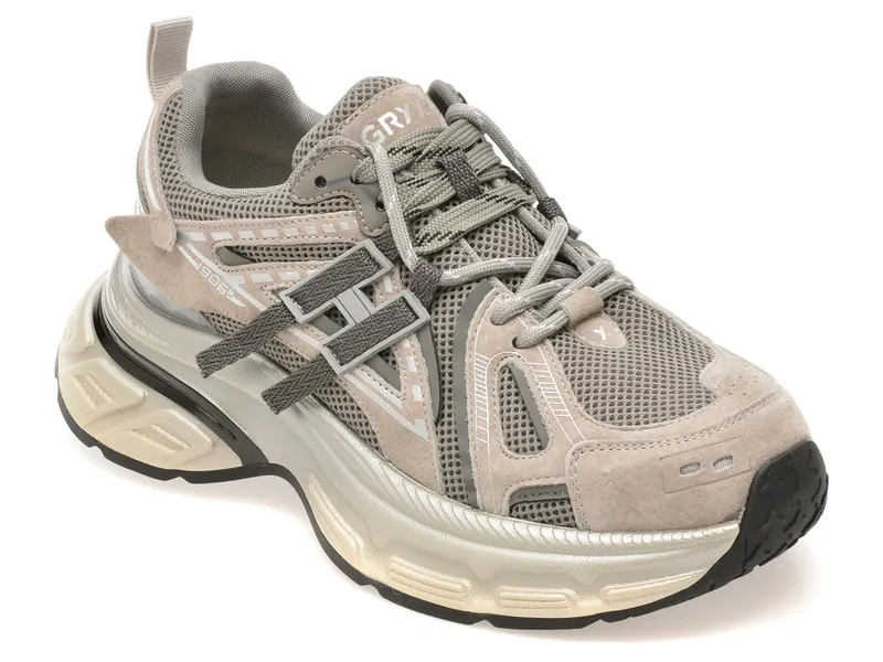 Pantofi sport GRYXX gri, 8891, din material textil si piele naturala