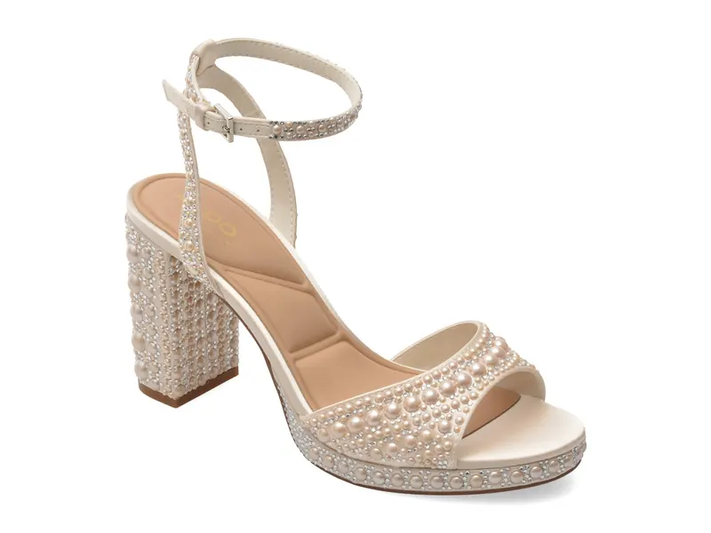 Sandale elegante albe, ALLURING 110, din piele ecologica