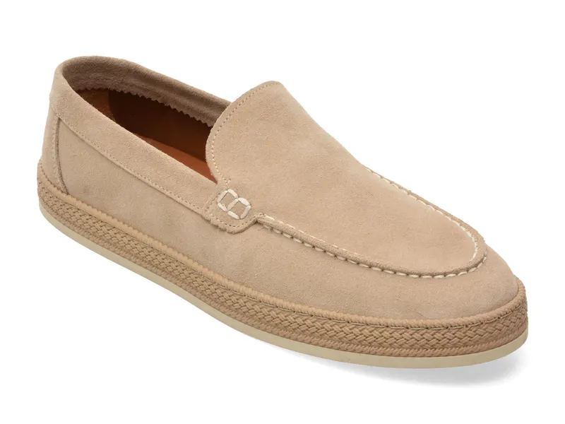 Mocasini gri, CLIFFE 252, din piele intoarsa