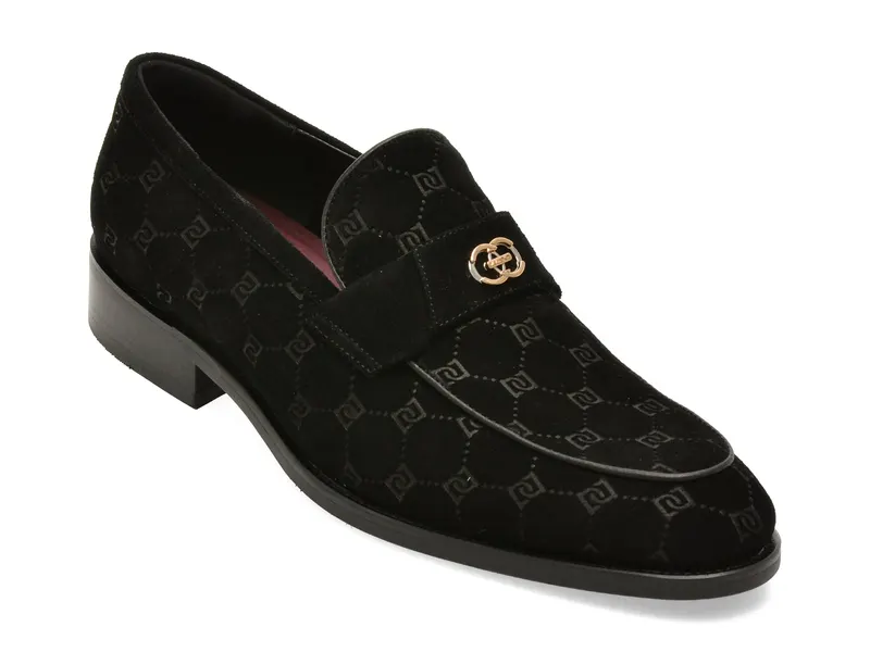 Mocasini eleganti negri, BECK 004, din piele intoarsa