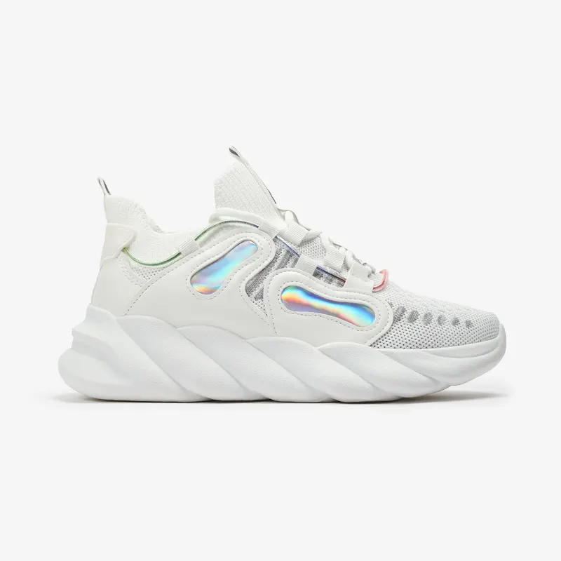 SNEAKERS Dama din Piele Ecologica si textil CRL0130 ALB
