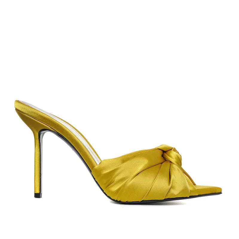 Saboti Sofia Satin, Galben-Lime - Premium Collection