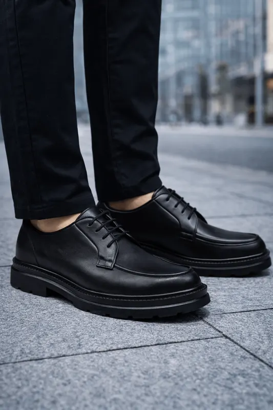 Pantofi Casual Premium din Piele Negri - SYRO BLACK