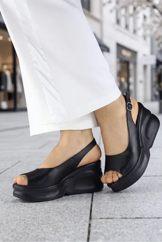 Sandale din Piele Neagra cu Talpa Ortopedica - ZYFY BLACK