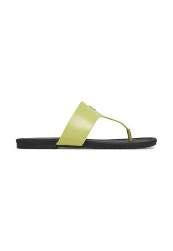 Slapi dama - piele ecologica - verde/negru -