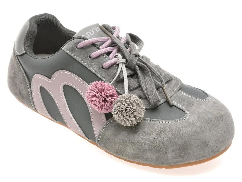Pantofi sport gri, 1111, din piele naturala