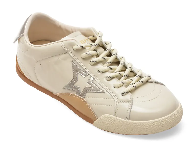 Pantofi sport albi, 8857, din piele naturala