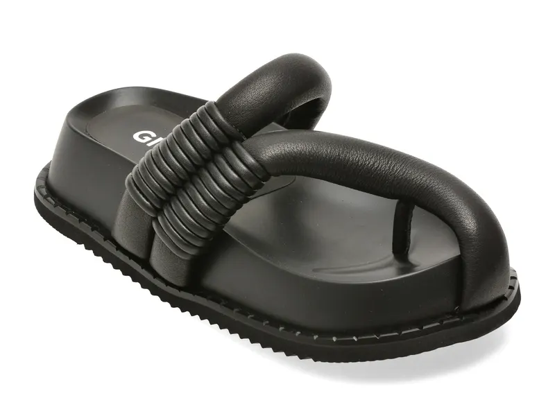 Papuci negri, 67310, din piele naturala