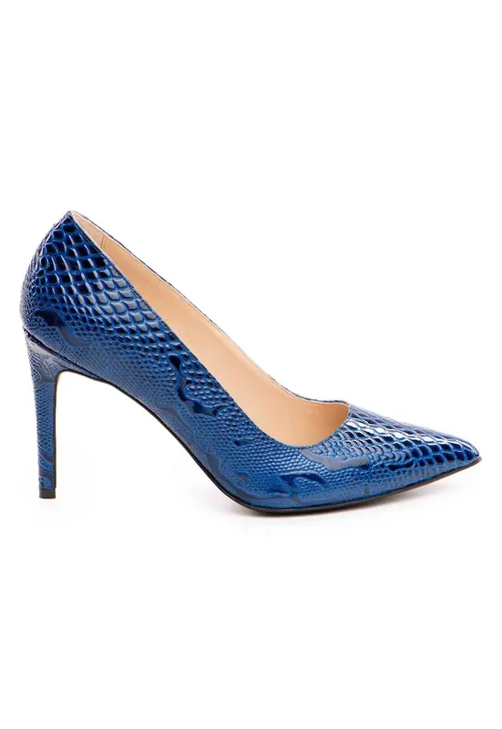 Pantofi dama model 1206 piele animal print albastru - Albastru