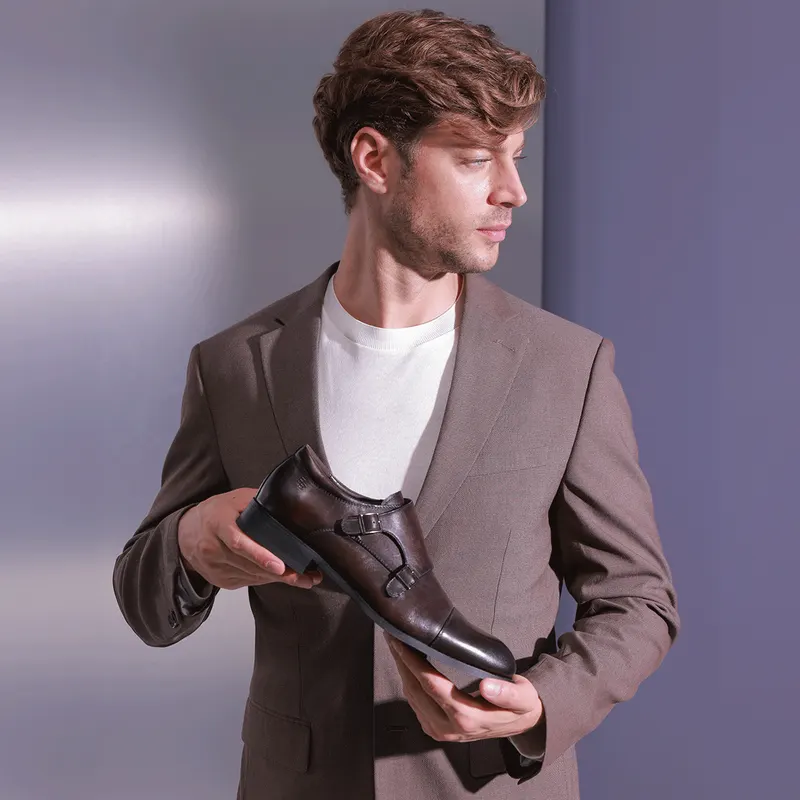Pantofi tip Monk bărbați Enzo Bertini Premium Collection maro din piele naturală 1090BP1653M — imaginea 2