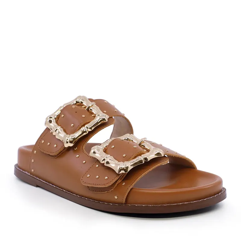 Saboți cu elemente deco femei Enzo Bertini cognac din piele 1129DST5242CO — imaginea 2