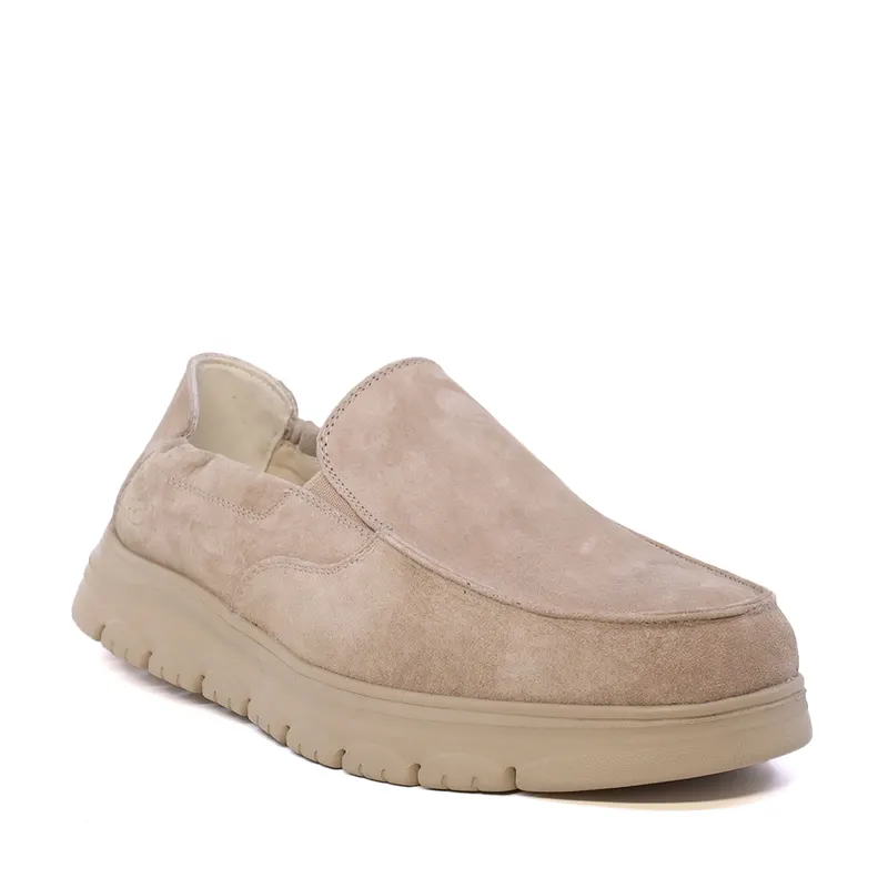 Pantofi tip mocasin bărbați bej din piele întoarsă 3851BM809VBE — imaginea 2