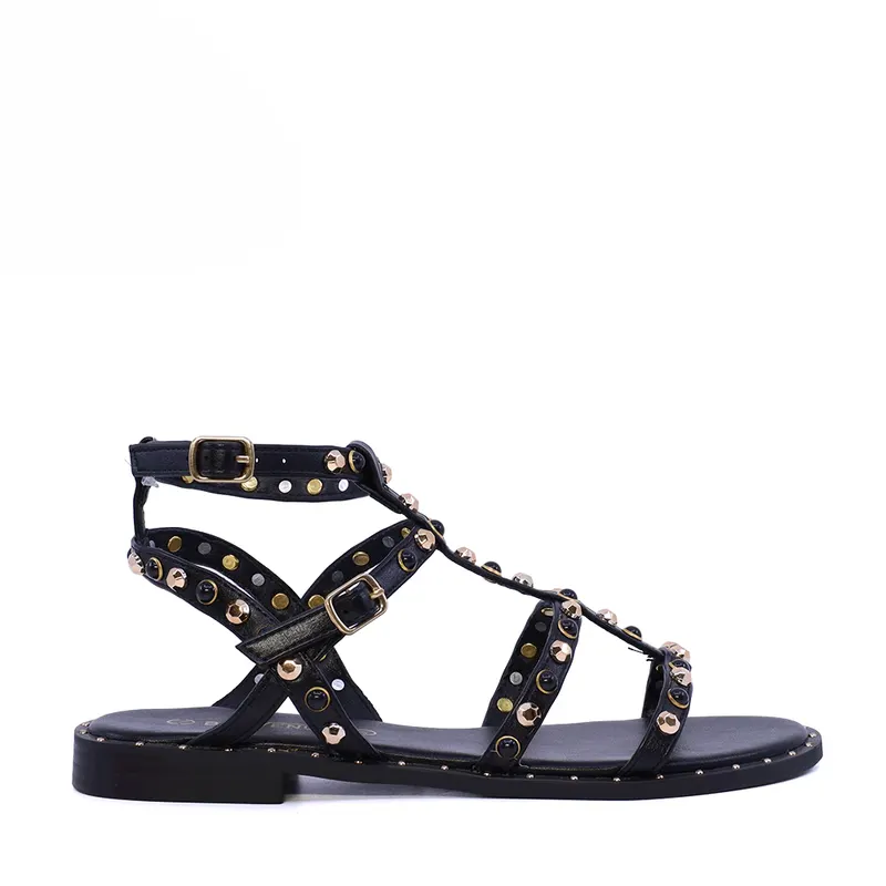 Sandale romane femei negre cu accesorii 3931DS2255N