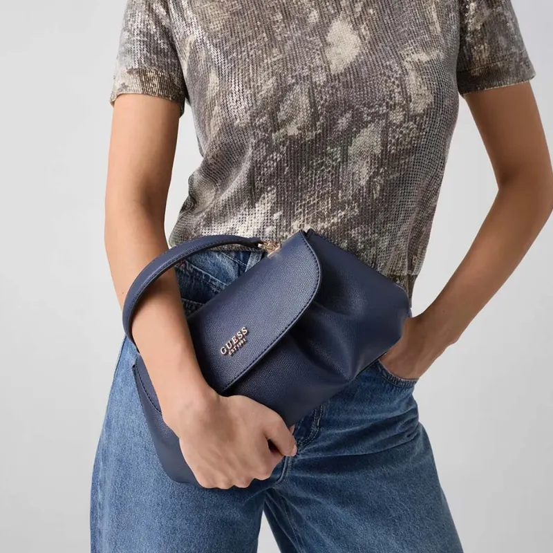 Poșetă satchel femei Guess Amorette bleumarin cu logo 912POSSHWBG7898190BL — imaginea 2