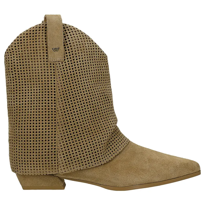 Botine bej cu carâmb perforat
