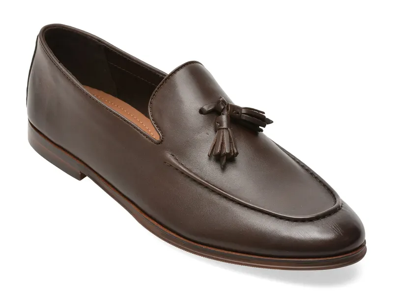 Mocasini eleganti maro, MOTTO 204, din piele naturala