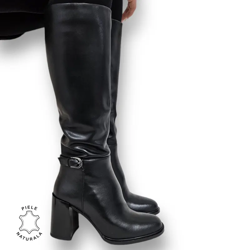 CIZME DAMA din PIELE NATURALA cu FERMOAR CRL0923 CULOARE: NEGRU