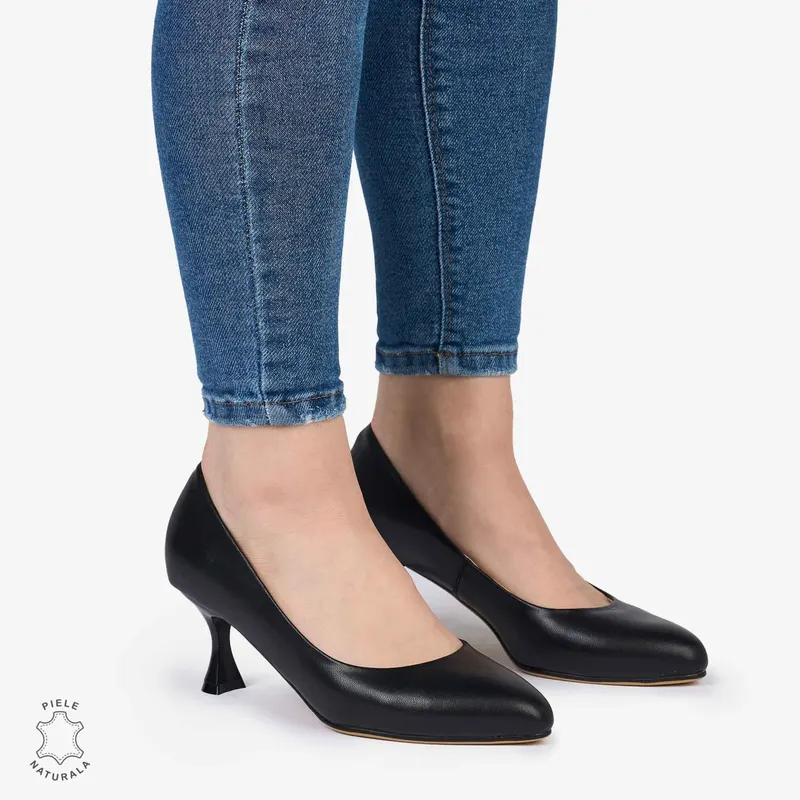 Pantofi Eleganți dama din Piele Naturala CRL0980 NEGRU