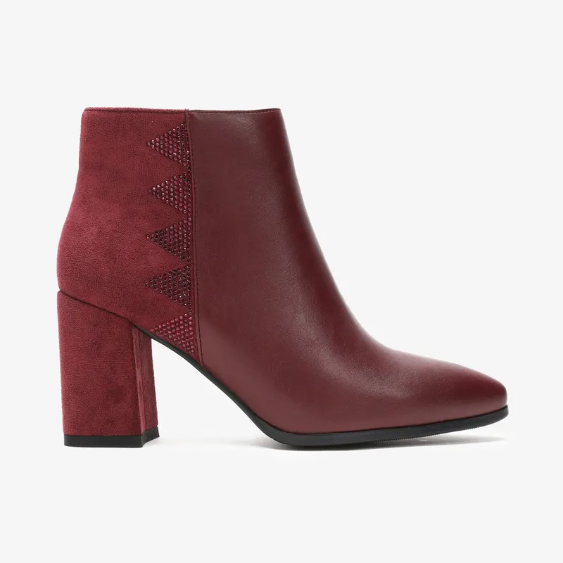 Botine dama din Piele Ecologica CRL0665 BORDO