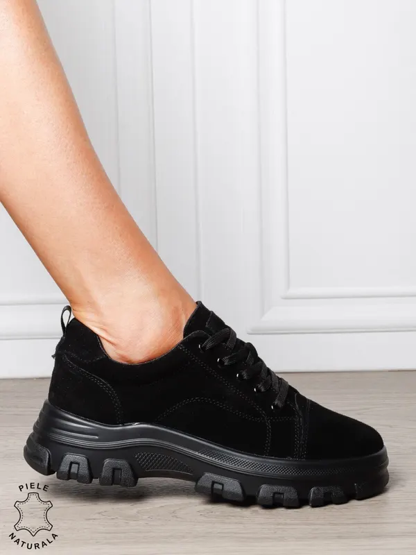 Pantofi casual dama Ppremium din piele naturală INTOARSA CRL1818 NEGRU