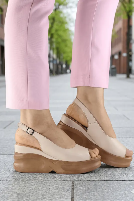 Sandale din Piele Bej cu Talpa Ortopedica - ZYFY BEIGE