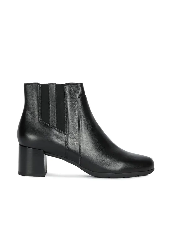 Botine de piele cu insertii elastice New Annya - Negru