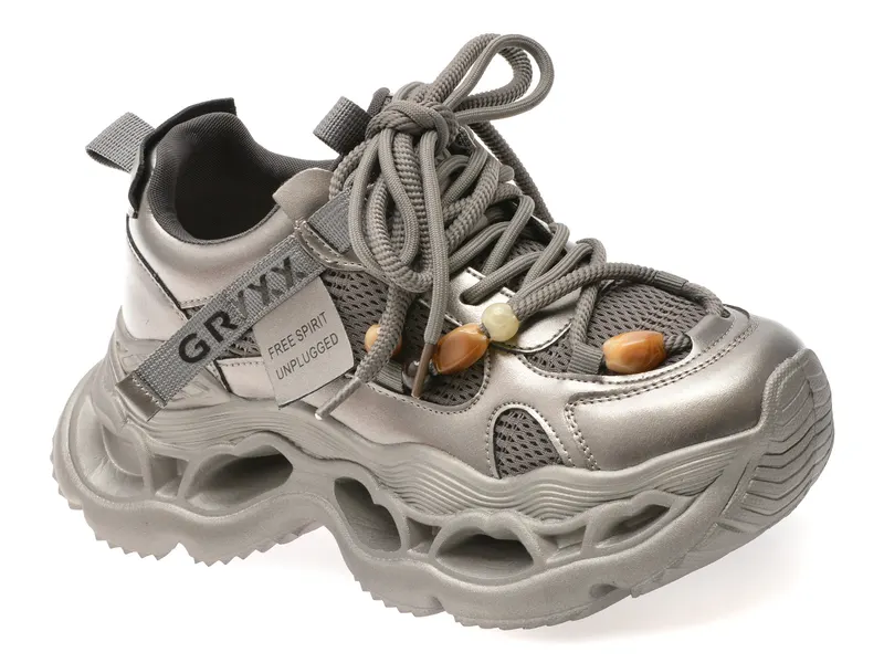 Pantofi sport gri, 3079, din material textil