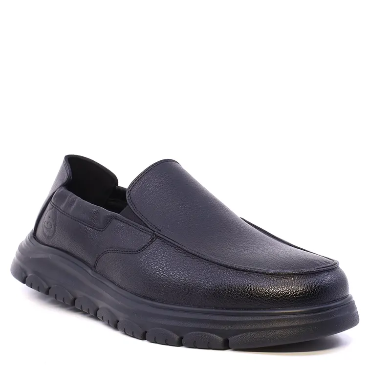 Pantofi tip mocasin bărbați negri din piele 3851BM809N — imaginea 2