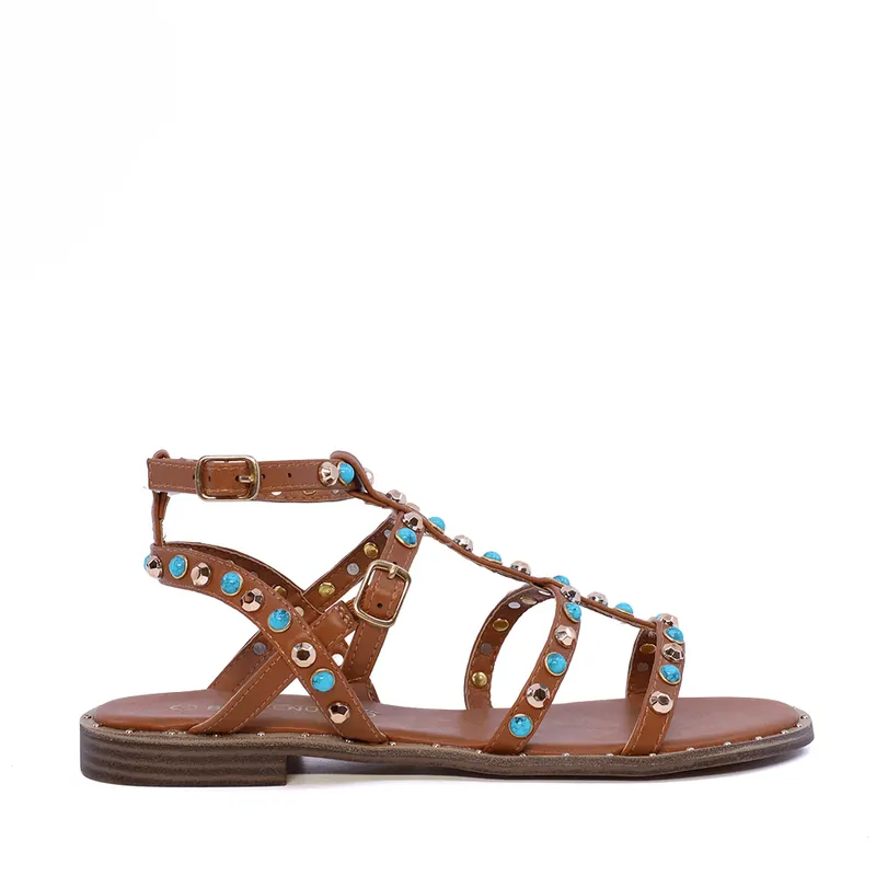 Sandale romane femei maro cu accesorii 3931DS2255M