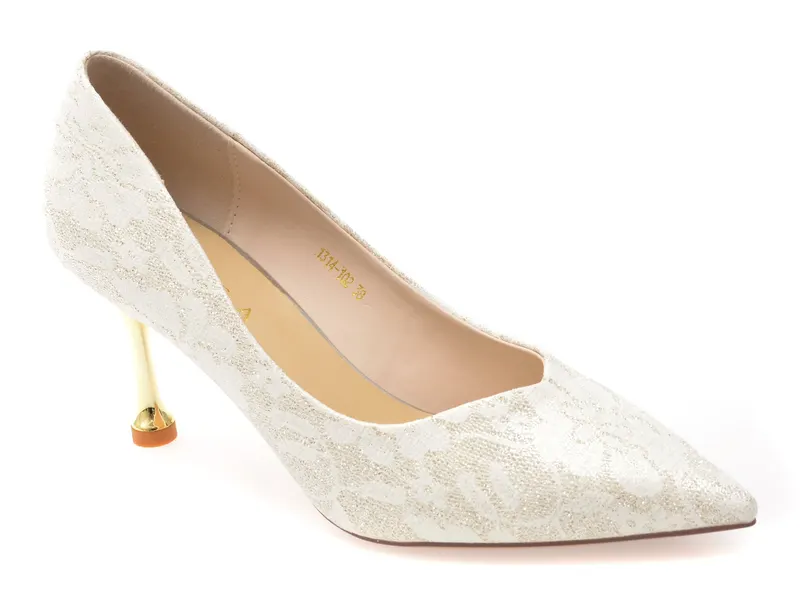 Pantofi eleganti EPICA albi, 1314102, din piele ecologica