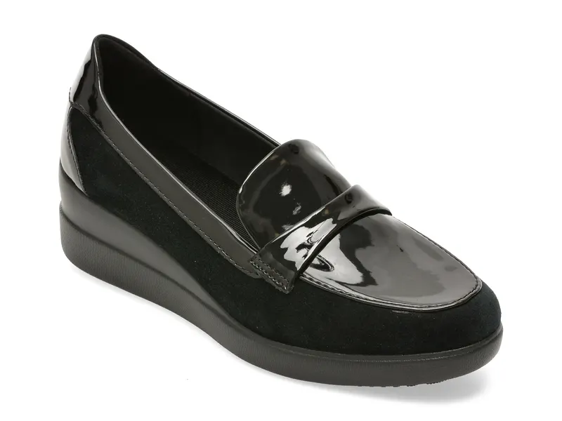 Mocasini GEOX negri, D6630A, din piele intoarsa