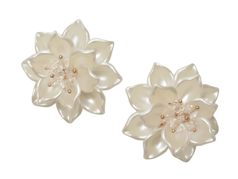 Cercei albi, PETALPEARL 102, din metal