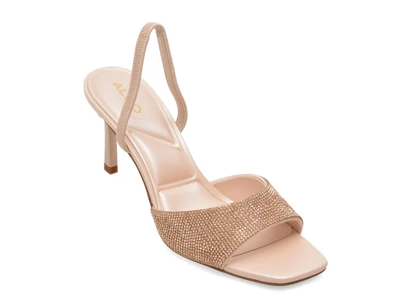 Sandale elegante nude, 14295896, din piele ecologica