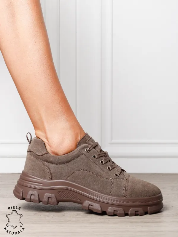 Pantofi casual dama Ppremium din piele naturală INTOARSA CRL1818 MARO