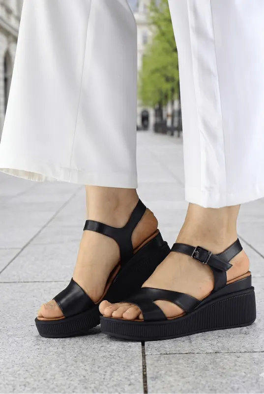 Sandale din Piele Neagra cu Talpa Ortopedica - ZIFI BLACK