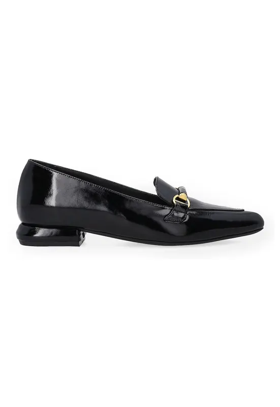 Pantofi tip loafer din piele lacuita cu varf ascutit