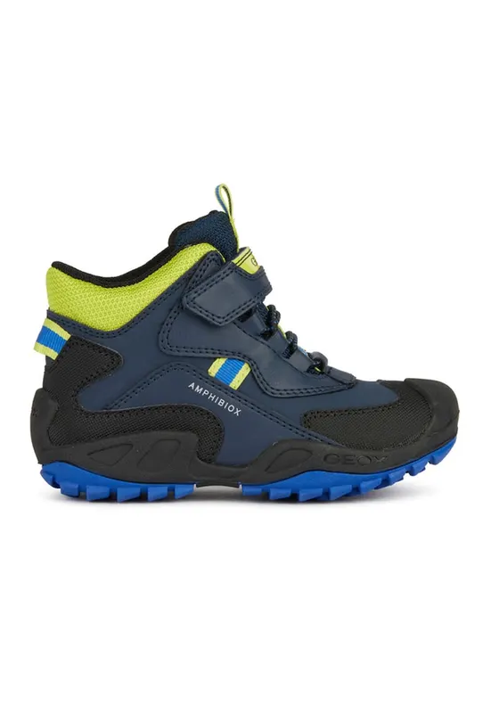 Pantofi sport inalti cu garnituri din material textil - Negru/Verde lime/Bleumarin