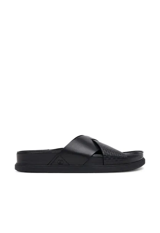 Slapi barbati 26181382 - Piele naturala - Negru - Negru