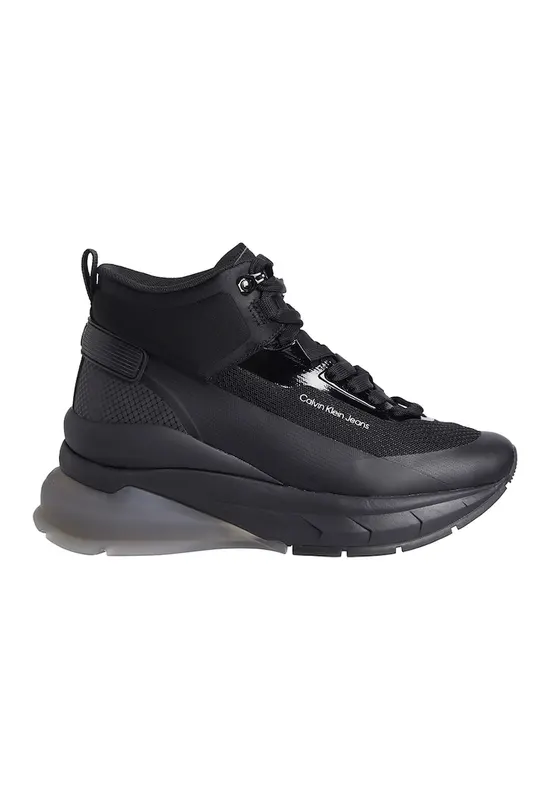 Pantofi sport wedge inalti de plasa - Negru