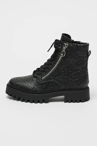 Ghete texturate de piele Fiona - Negru