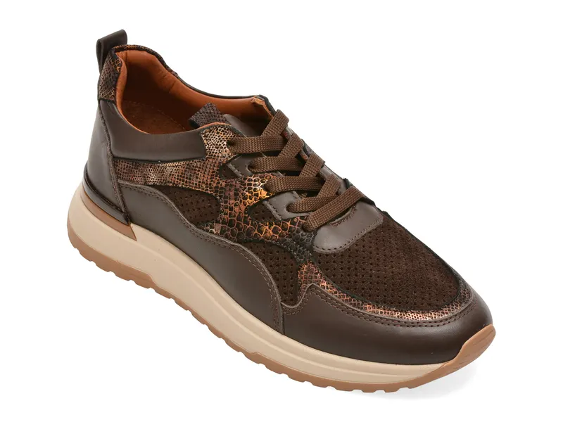 Pantofi sport maro, 033S649, din piele naturala