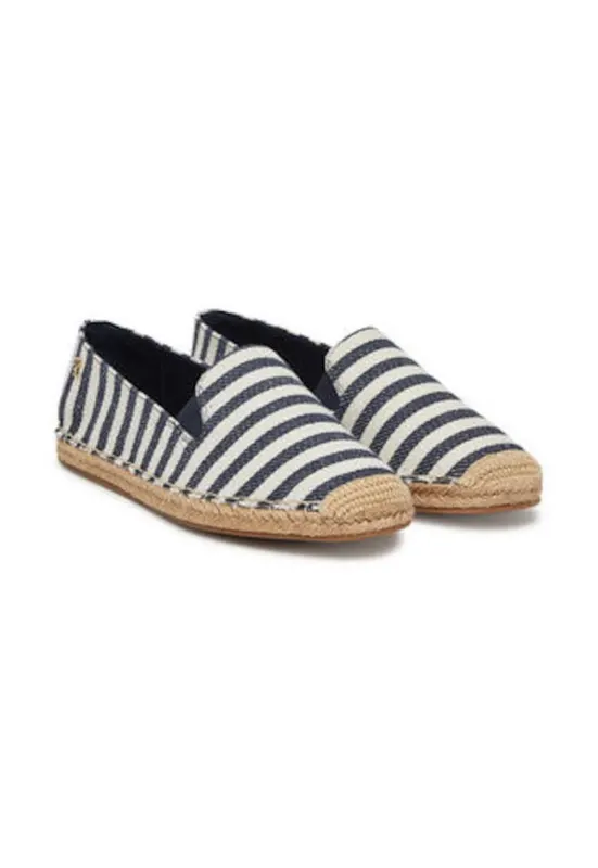 Espadrile de dama material textil - bleumarin/alb