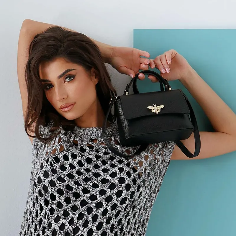 Poșetă micro tote femei Luca di Gioia neagră din piele 144posp3125n — imaginea 2