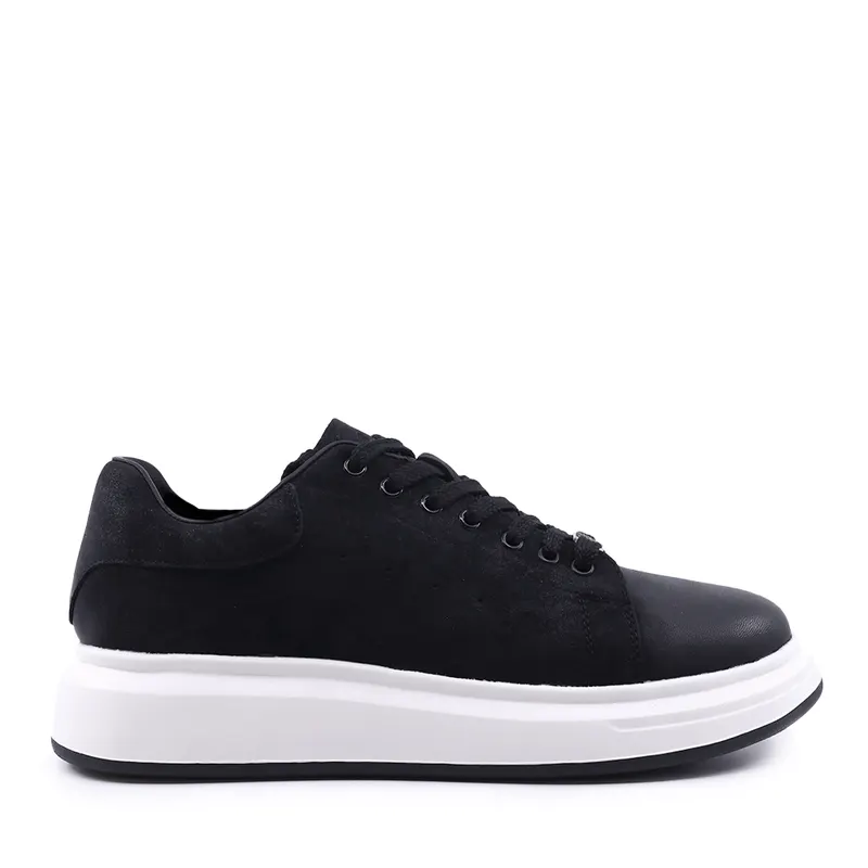 Sneakers ușori bărbați negri din piele nabuk 3851BP312NN